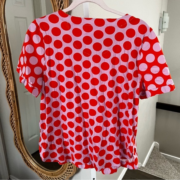 Polka Dot Orange Women's Top - Picture 5 of 6